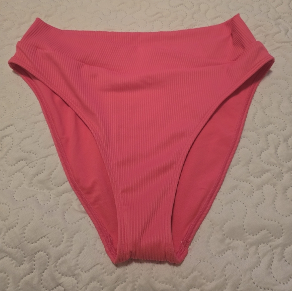 Hollister Other - Hollister Pink Ribbed High-Waisted Bikini Bottom Large NWT